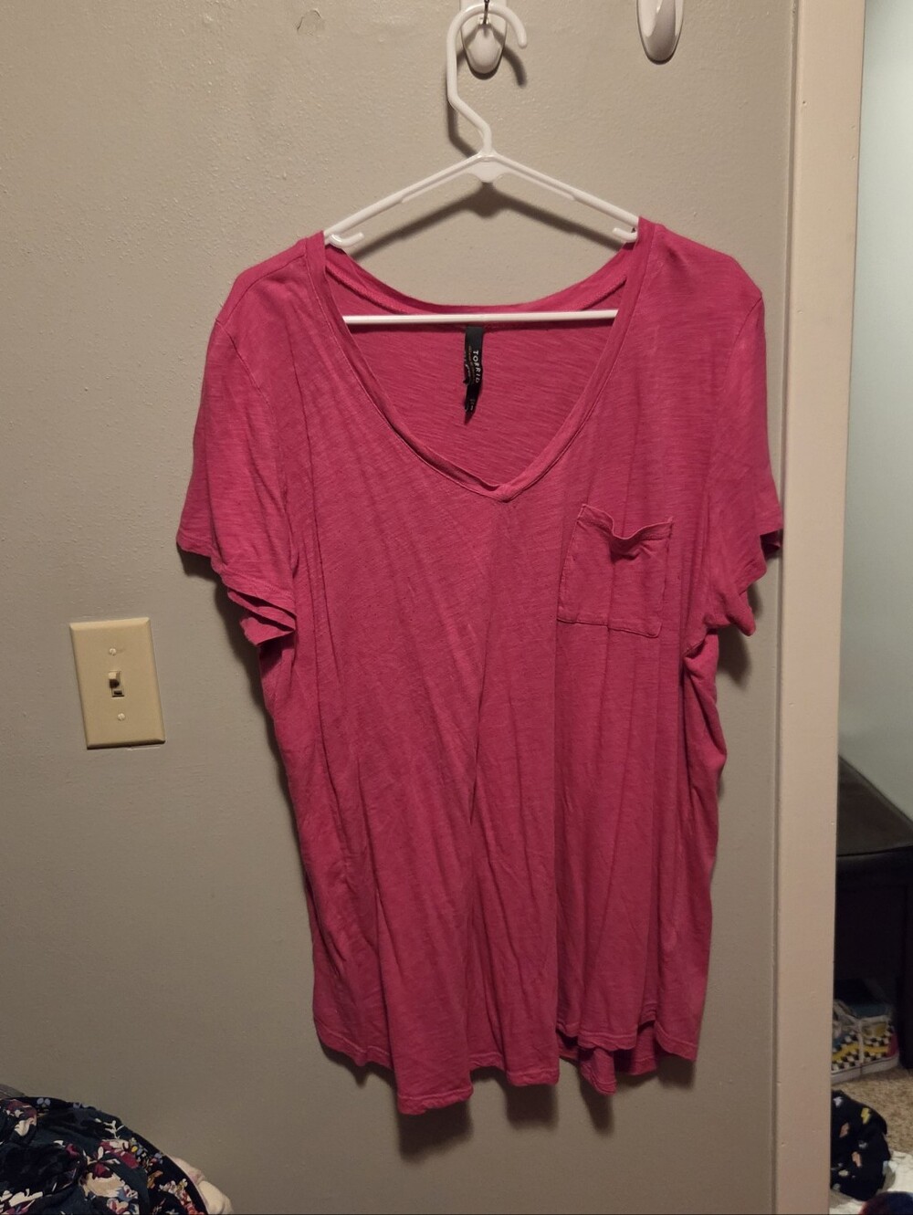 torrid Pink V-Neck Pocket Short Sleeve Tee